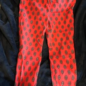 J Crew patterned paisley coral red pants 12